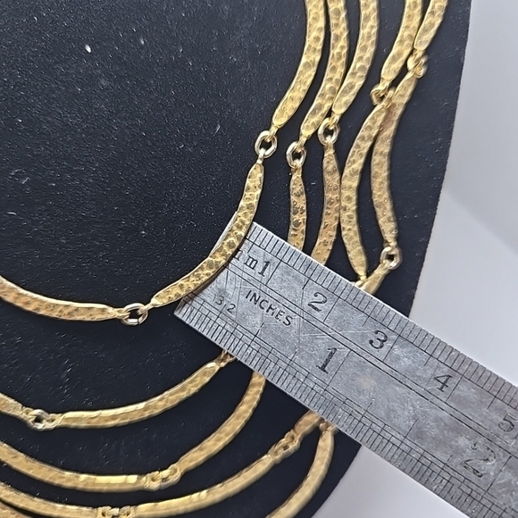 Vintage Gold Tone Five Strand Necklace Graduated Length Mid Century Mod 1960s - Picture 5 of 9